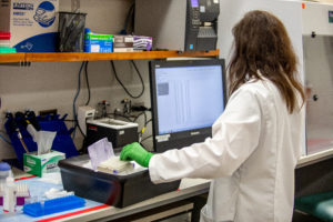 A Biospecimen Research Coordinator accessions samples of frozen tumor tissue into the CBTN biorepository.
